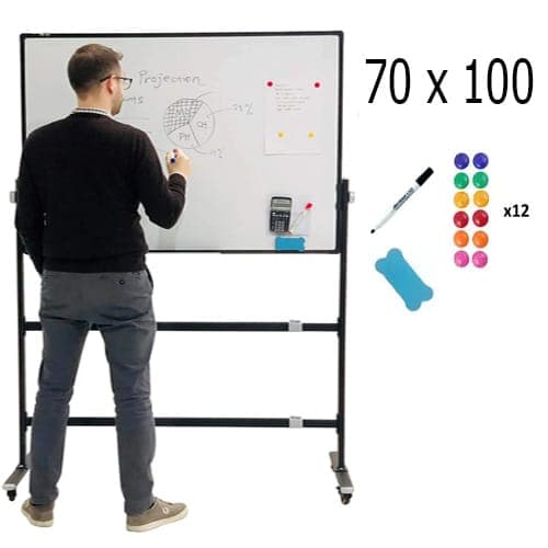 Pizarra Blanca Magnetica 70 x 100 Tripode Ruedas y Accesorios