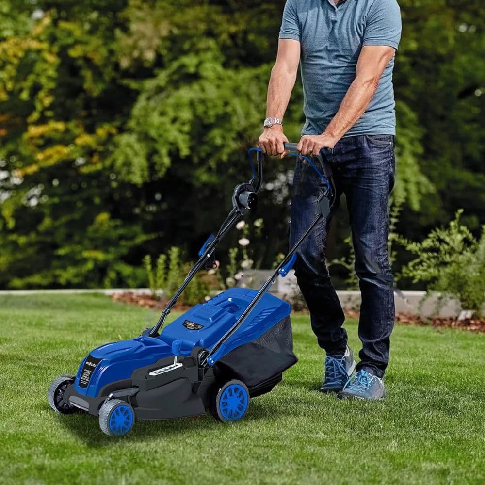 Cortadora De Césped Eléctrica Enxuta Cceenx4038 Con Bolsa Recolectora 50lts Motor Brush 1600w Ancho 380mm 5 Alturas De Corte